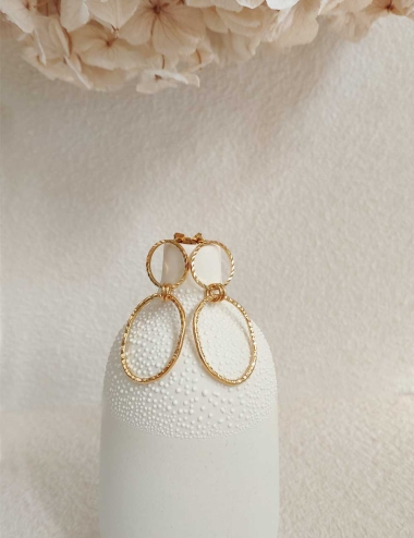 Boucles d'oreilles deux cercles martelés et gravés