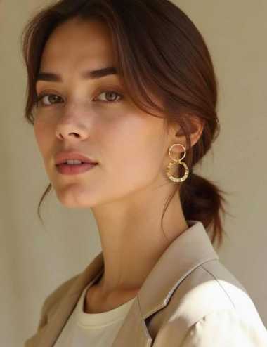 Des boucles d'oreilles doubles anneaux texturées qui sublimera vos tenues