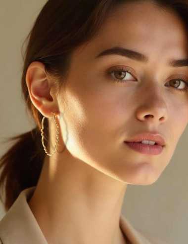 Créoles ondulées doré à l'or fin pour un style minimalisme et élégant